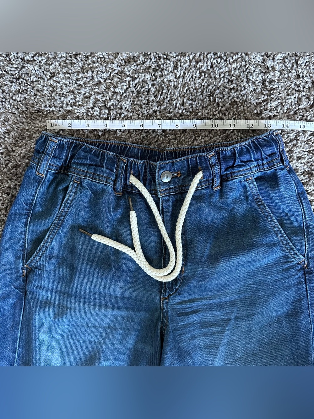 PILCRO Wide-Leg Drawstring Denim Jeans - Blue - Picture 10 of 10